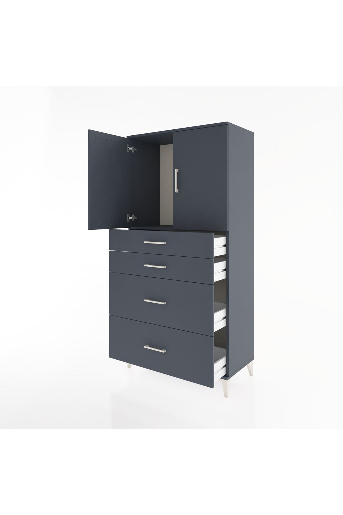 Hyperion Dolap Tek Raflı 4 Çekmeceli 2 Kapaklı 88x44x182 - S57M019V5B