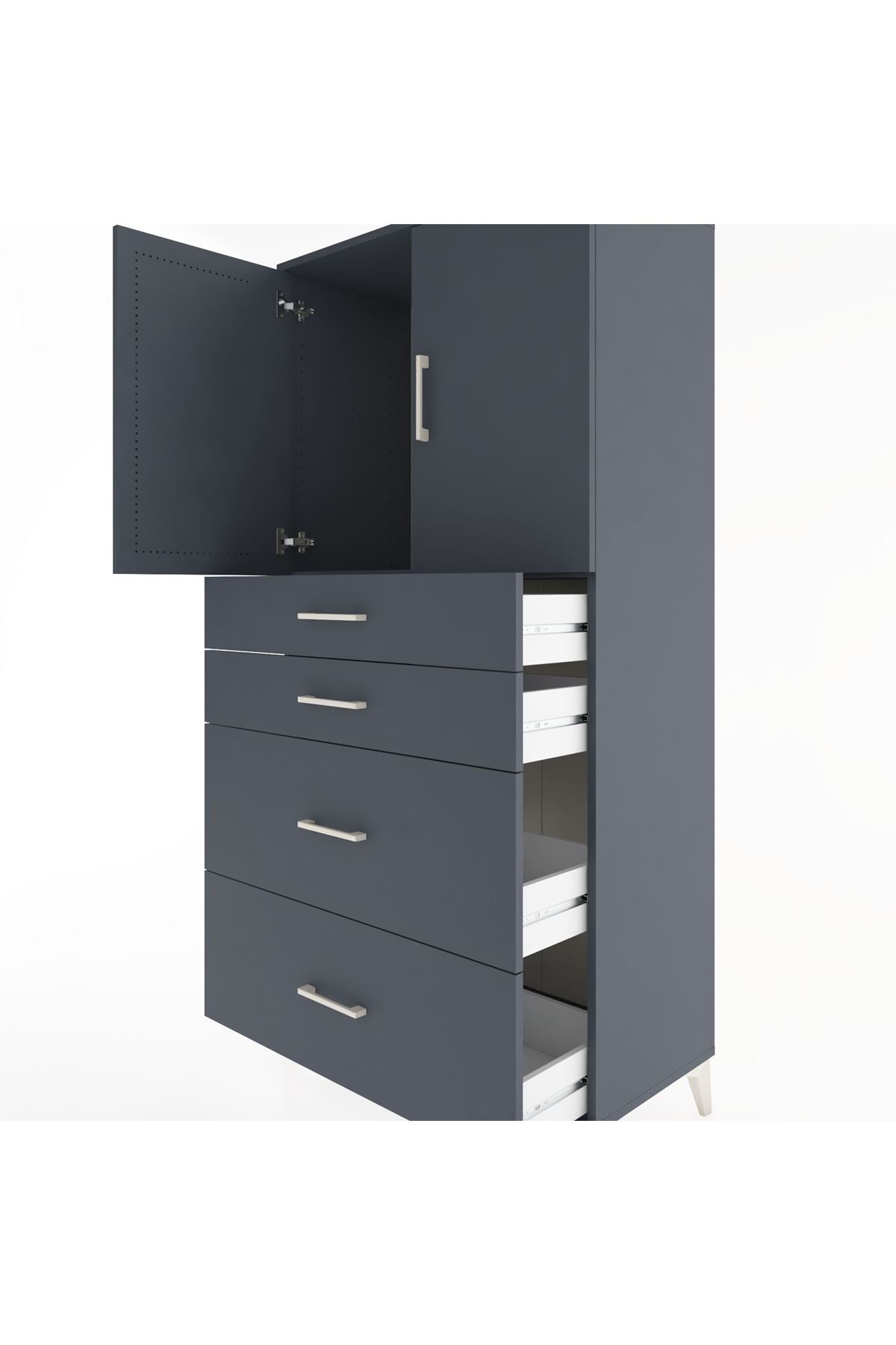 Hyperion Dolap Tek Raflı 4 Çekmeceli 2 Kapaklı 88x44x182 - S57M019V5B