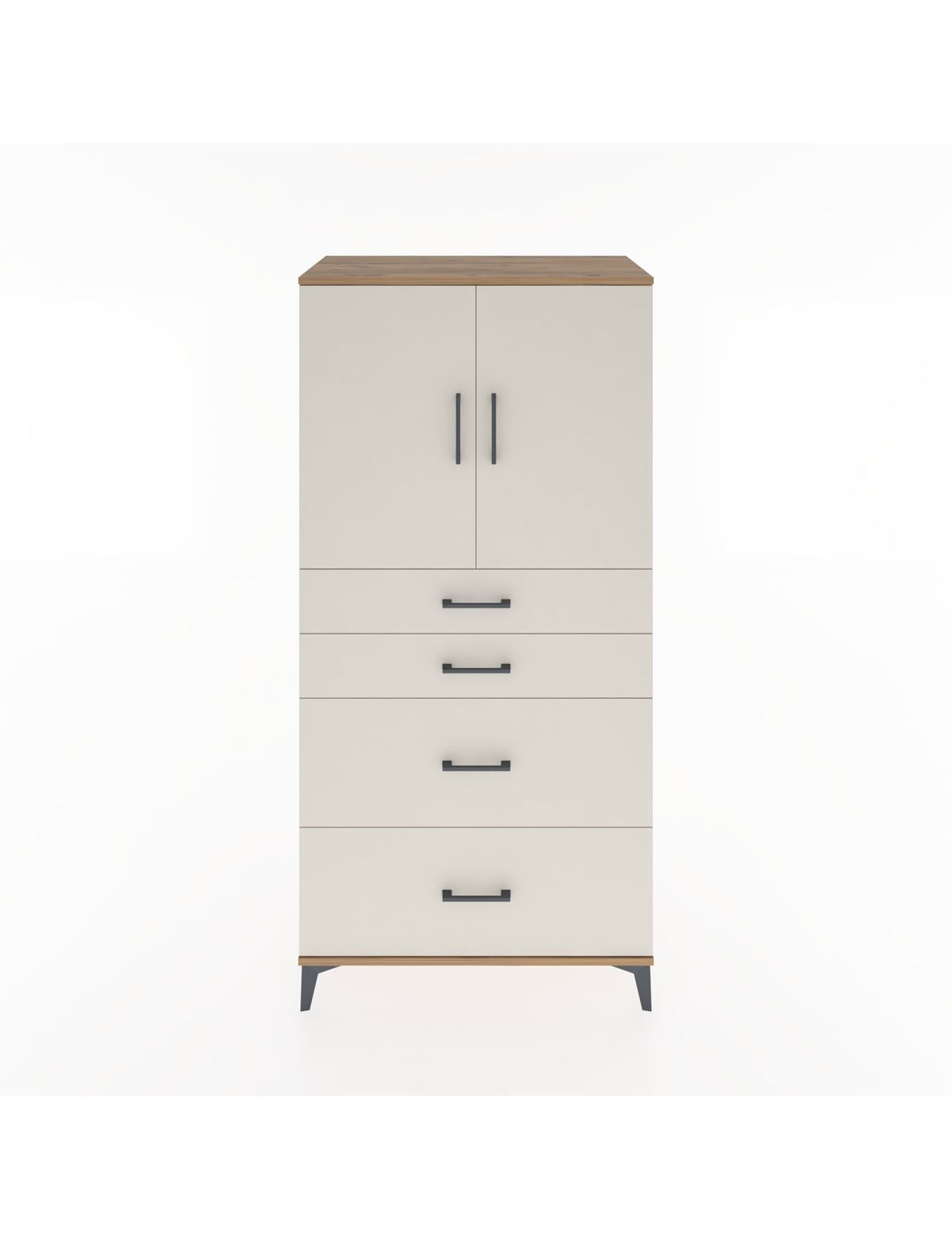 Hyperion Dolap Tek Raflı 4 Çekmeceli 2 Kapaklı 88x44x182 - S57M019V7B