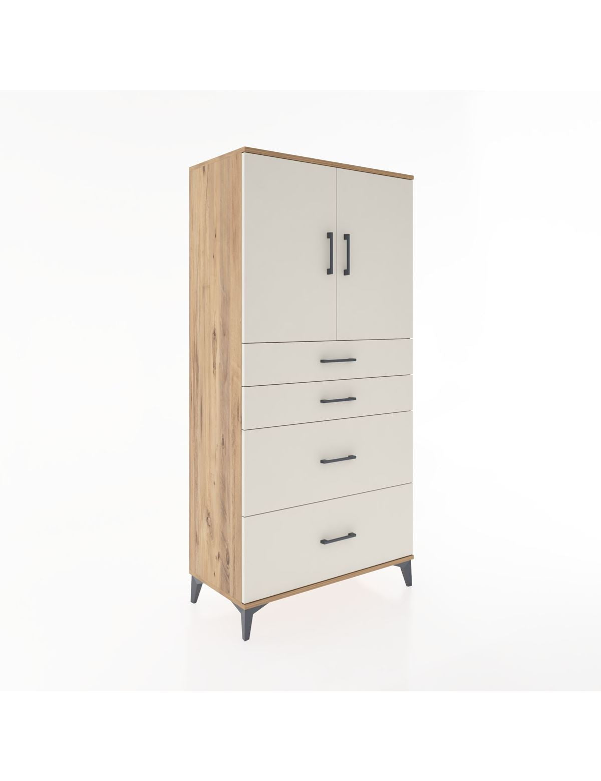Hyperion Dolap Tek Raflı 4 Çekmeceli 2 Kapaklı 88x44x182 - S57M019V7B