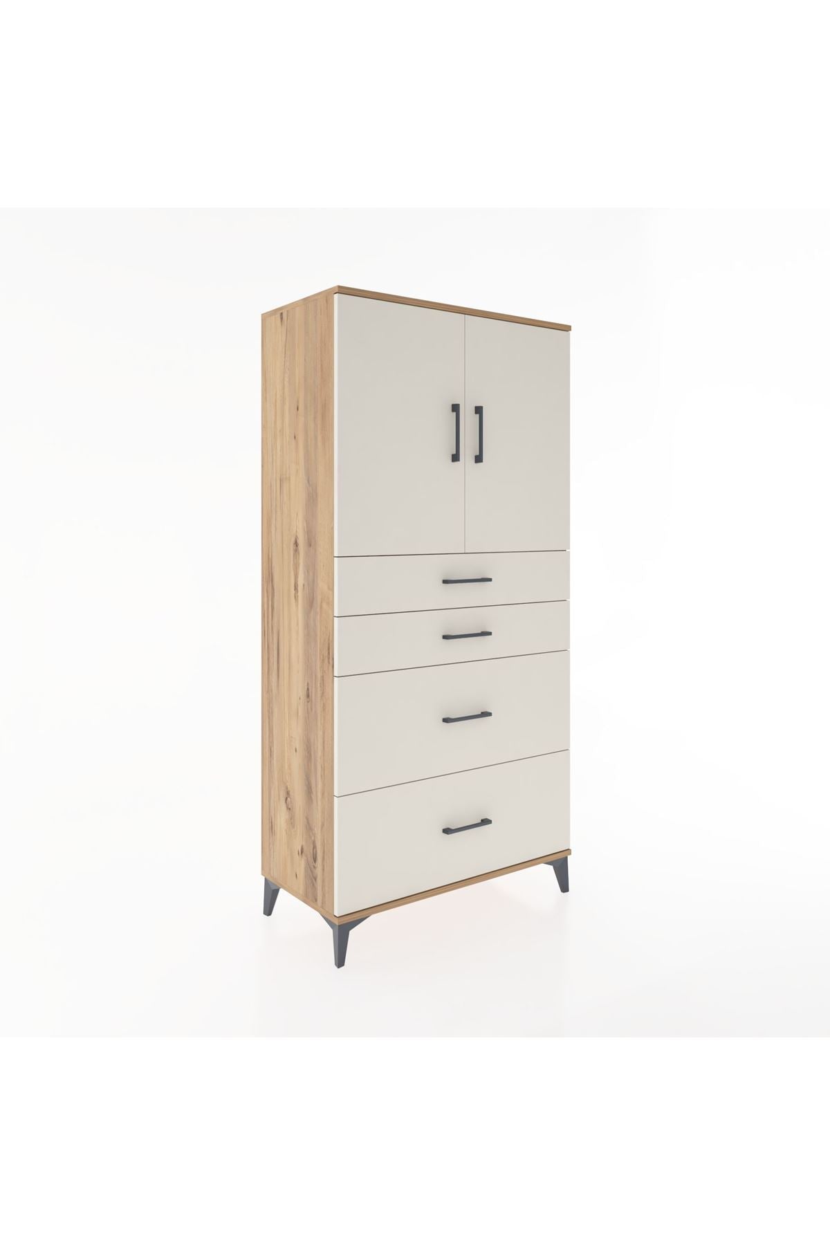 Hyperion Dolap Tek Raflı 4 Çekmeceli 2 Kapaklı 88x44x182 - S57M019V7B