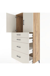 Hyperion Dolap Tek Raflı 4 Çekmeceli 2 Kapaklı 88x44x182 - S57M019V7B