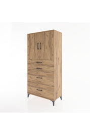 Hyperion Dolap Tek Raflı 4 Çekmeceli 2 Kapaklı 88x44x182 - S57M019V9B