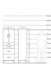 Hyperion Dolap Tek Raflı 4 Çekmeceli 2 Kapaklı 88x44x182 - S57M019V9B