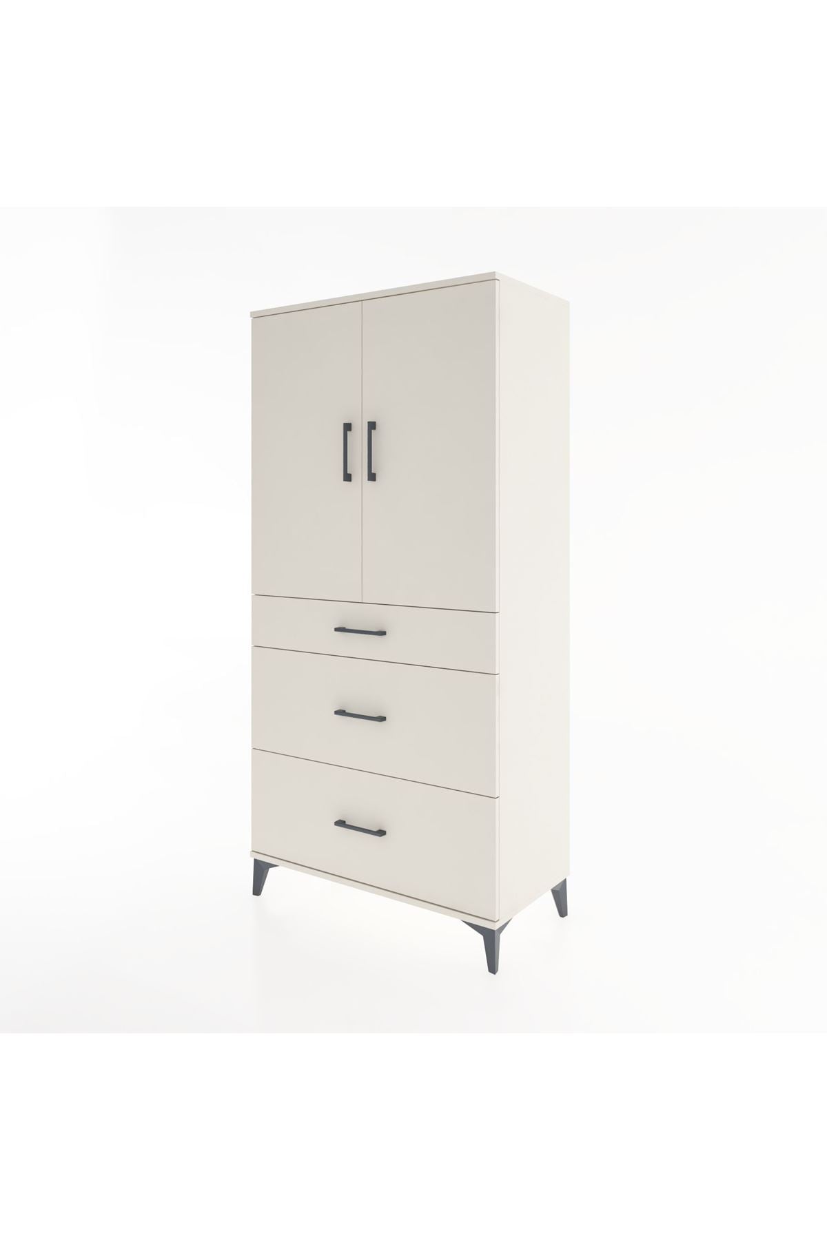 Hyperion Dolap 2 Raflı 3 Çekmeceli 2 Kapaklı 88x44x182 Aytaşı-Aytaşı