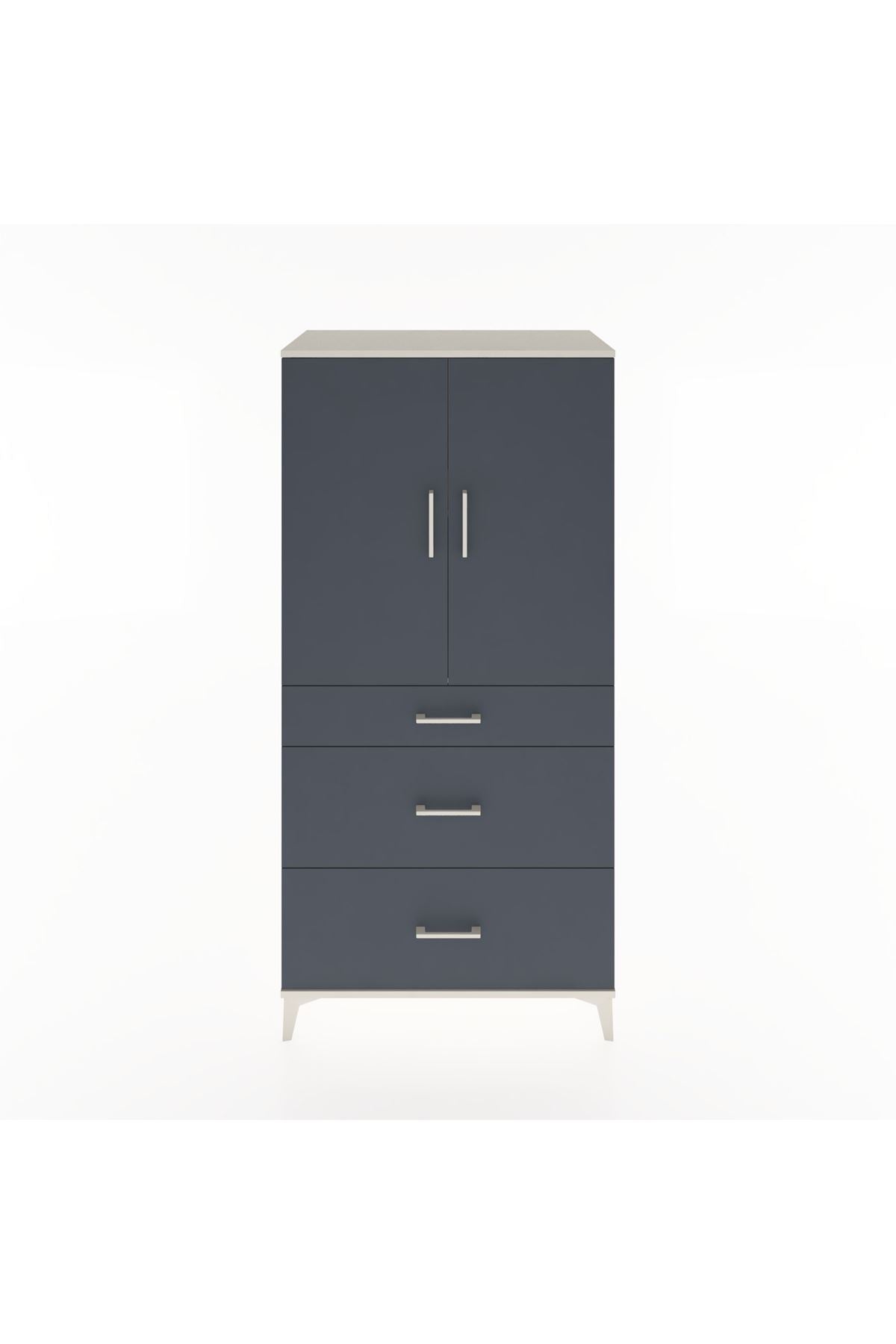 Hyperion Dolap 2 Raflı 3 Çekmeceli 2 Kapaklı 88x44x182 Aytaşı-Antrasit