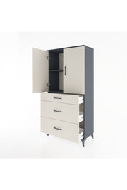 Hyperion Dolap 2 Raflı 3 Çekmeceli 2 Kapaklı 88x44x182 Antrasit-Aytaşı