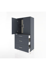 Hyperion Dolap 2 Raflı 3 Çekmeceli 2 Kapaklı 88x44x182 Antrasit-Antrasit