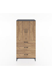 Hyperion Dolap 2 Raflı 3 Çekmeceli 2 Kapaklı 88x44x182 Antrasit-Çam