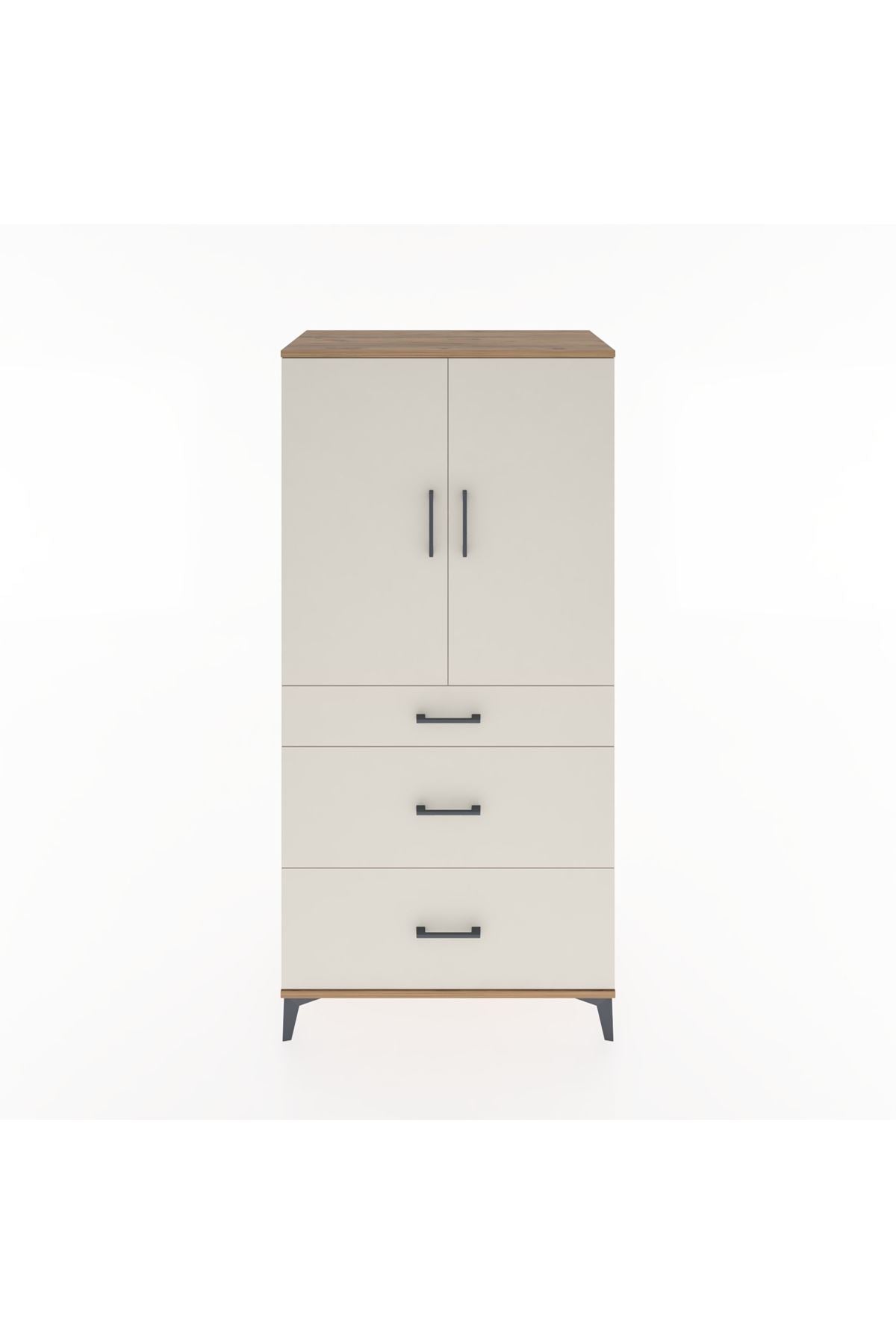 Hyperion Dolap 2 Raflı 3 Çekmeceli 2 Kapaklı 88x44x182 Çam-Aytaşı