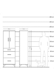 Hyperion Dolap 2 Raflı 3 Çekmeceli 2 Kapaklı 88x44x182 Çam-Aytaşı