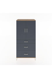 Hyperion Dolap 2 Raflı 3 Çekmeceli 2 Kapaklı 88x44x182 Çam-Antrasit