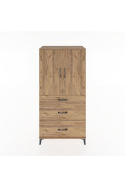 Hyperion Dolap 2 Raflı 3 Çekmeceli 2 Kapaklı 88x44x182 Çam-Çam