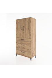 Hyperion Dolap 2 Raflı 3 Çekmeceli 2 Kapaklı 88x44x182 Çam-Çam