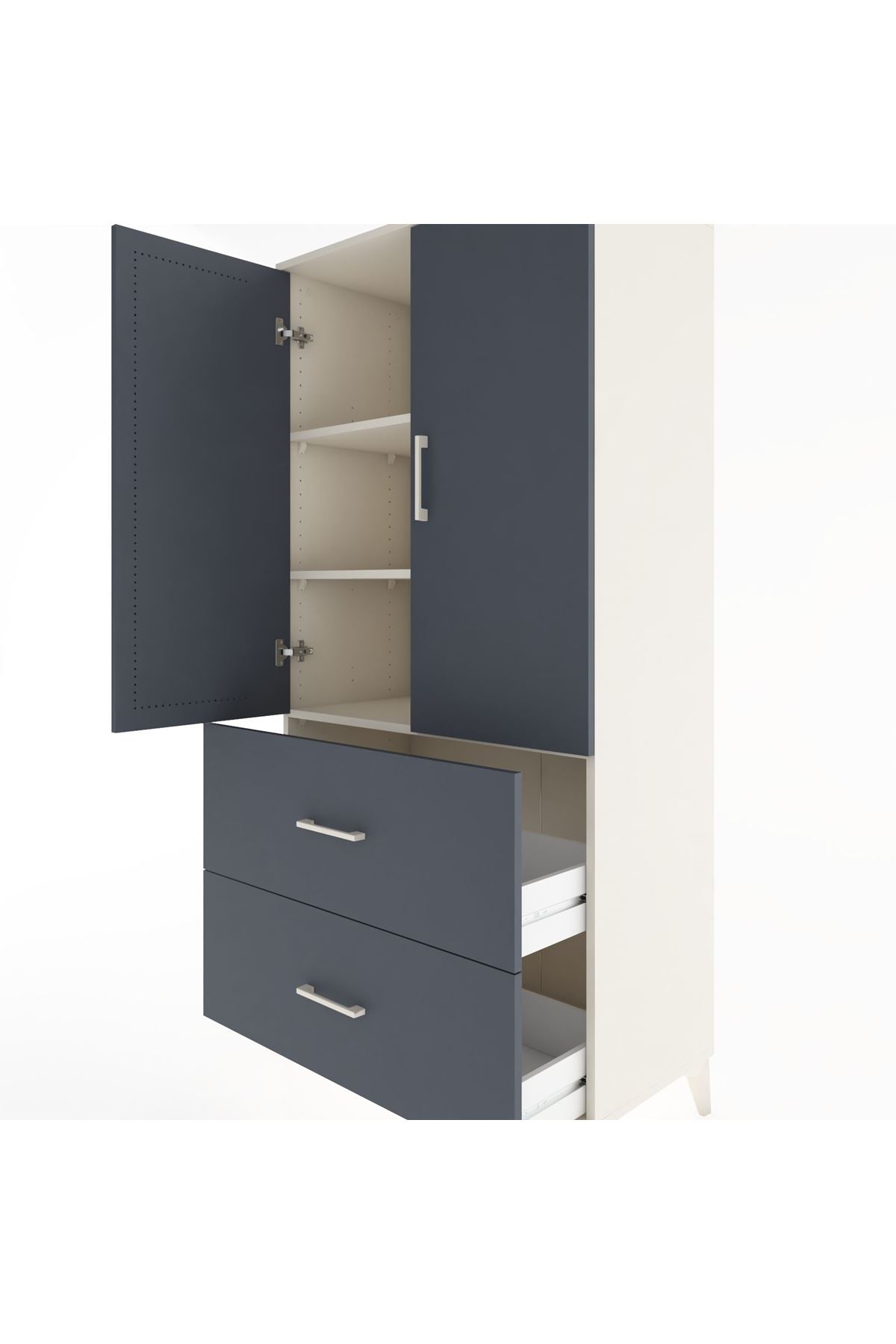 Hyperion Dolap 3 Raflı 2 Çekmeceli 2 Kapaklı 88x44x182 Aytaşı-Antrasit