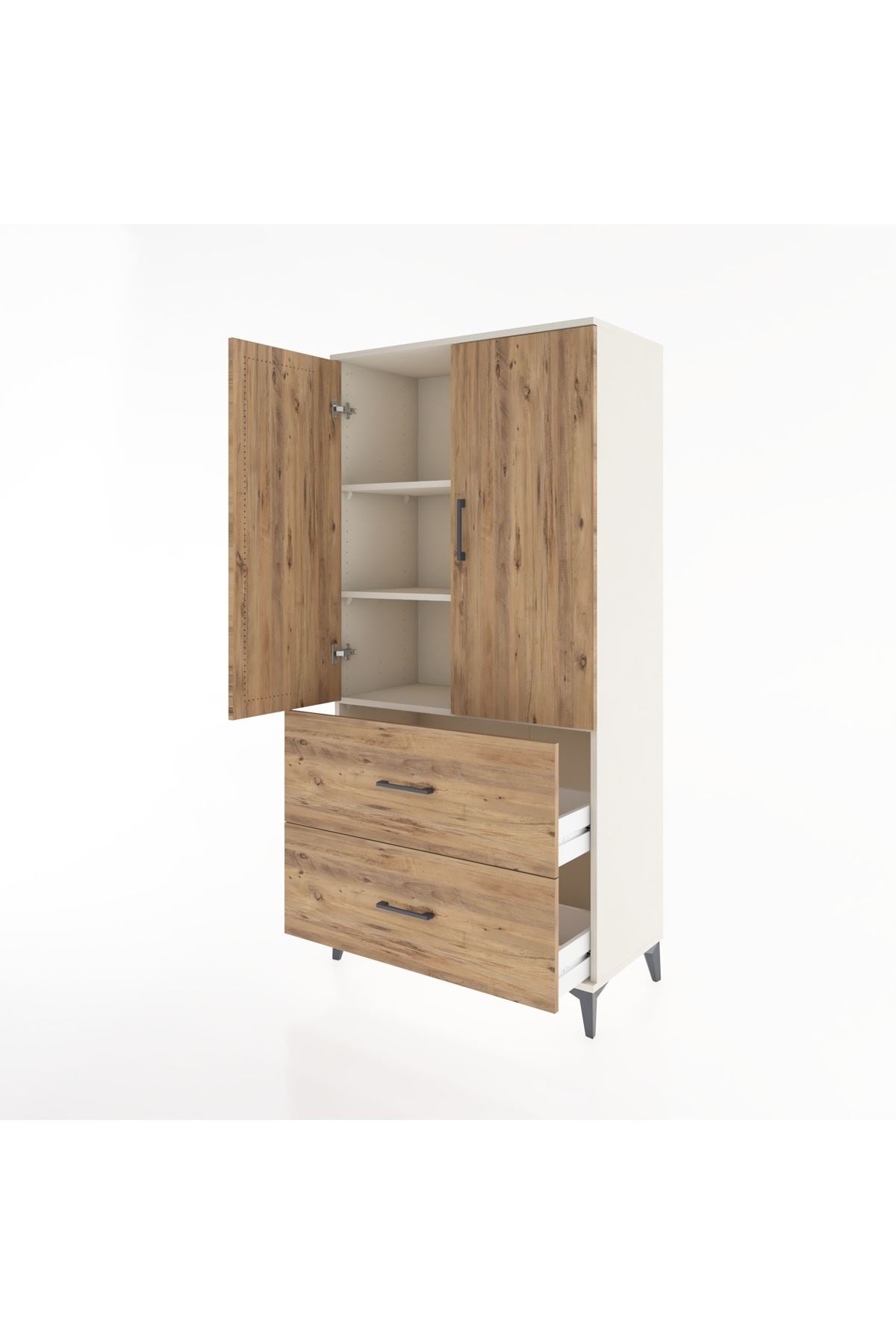 Hyperion Dolap 3 Raflı 2 Çekmeceli 2 Kapaklı 88x44x182 Aytaşı-Çam