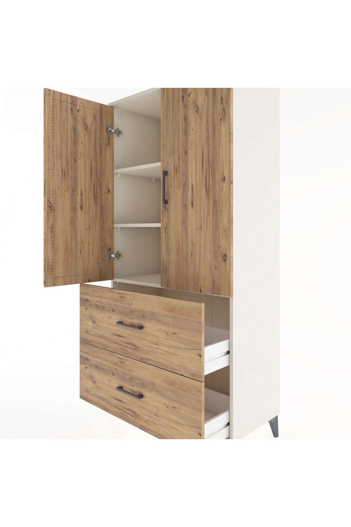 Hyperion Dolap 3 Raflı 2 Çekmeceli 2 Kapaklı 88x44x182 Aytaşı-Çam