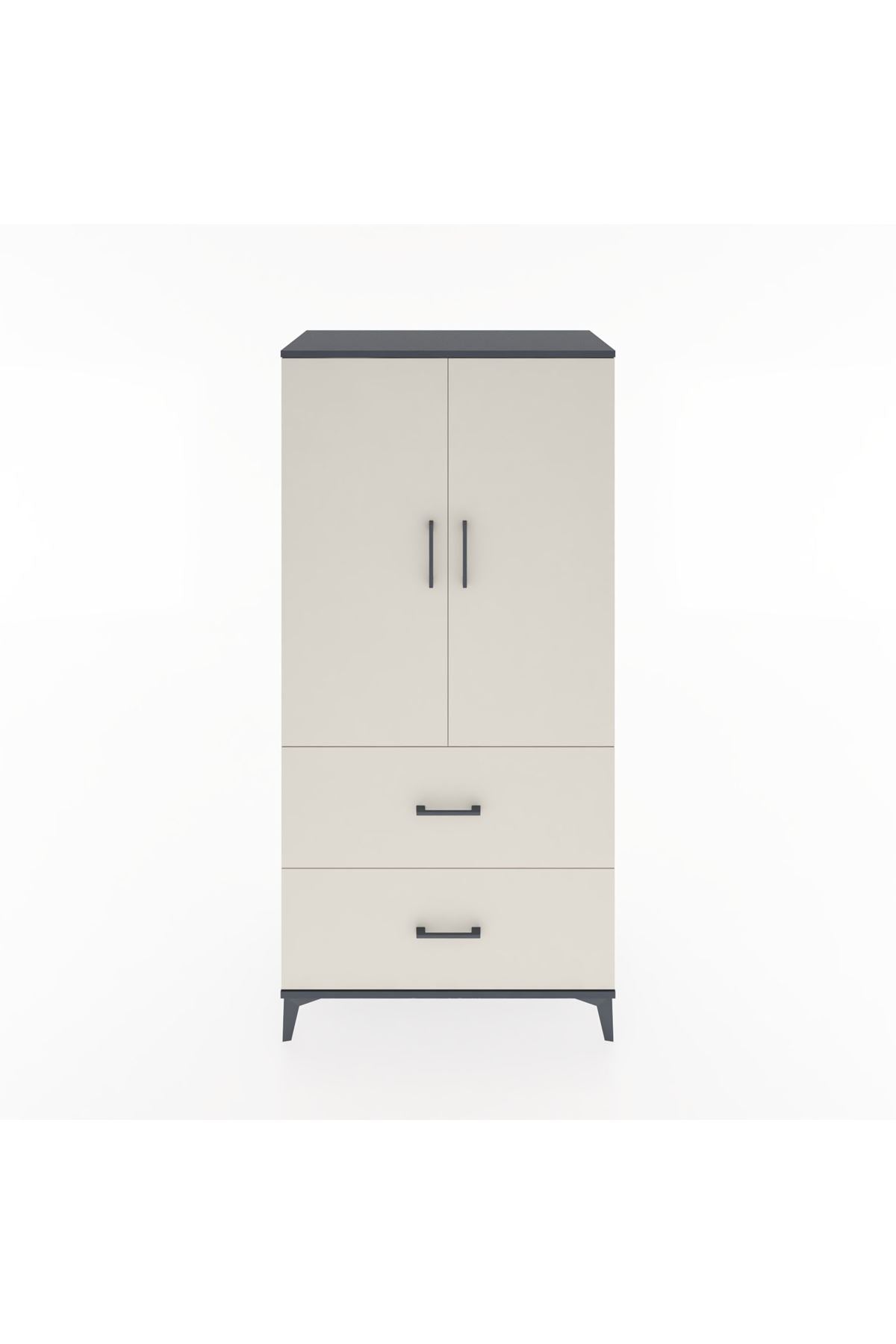 Hyperion Dolap 3 Raflı 2 Çekmeceli 2 Kapaklı 88x44x182 Antrasit-Aytaşı