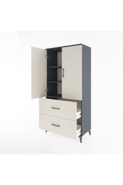 Hyperion Dolap 3 Raflı 2 Çekmeceli 2 Kapaklı 88x44x182 Antrasit-Aytaşı