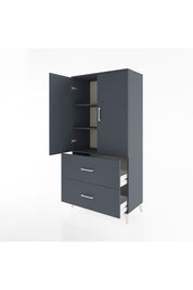 Hyperion Dolap 3 Raflı 2 Çekmeceli 2 Kapaklı 88x44x182 Antrasit-Antrasit