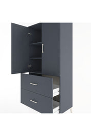 Hyperion Dolap 3 Raflı 2 Çekmeceli 2 Kapaklı 88x44x182 Antrasit-Antrasit