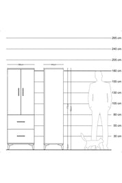 Hyperion Dolap 3 Raflı 2 Çekmeceli 2 Kapaklı 88x44x182 Antrasit-Çam