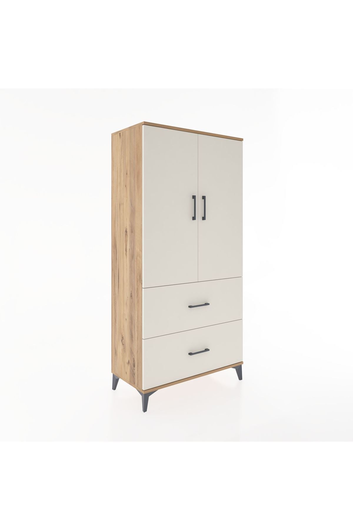 Hyperion Dolap 3 Raflı 2 Çekmeceli 2 Kapaklı 88x44x182 Çam-Aytaşı