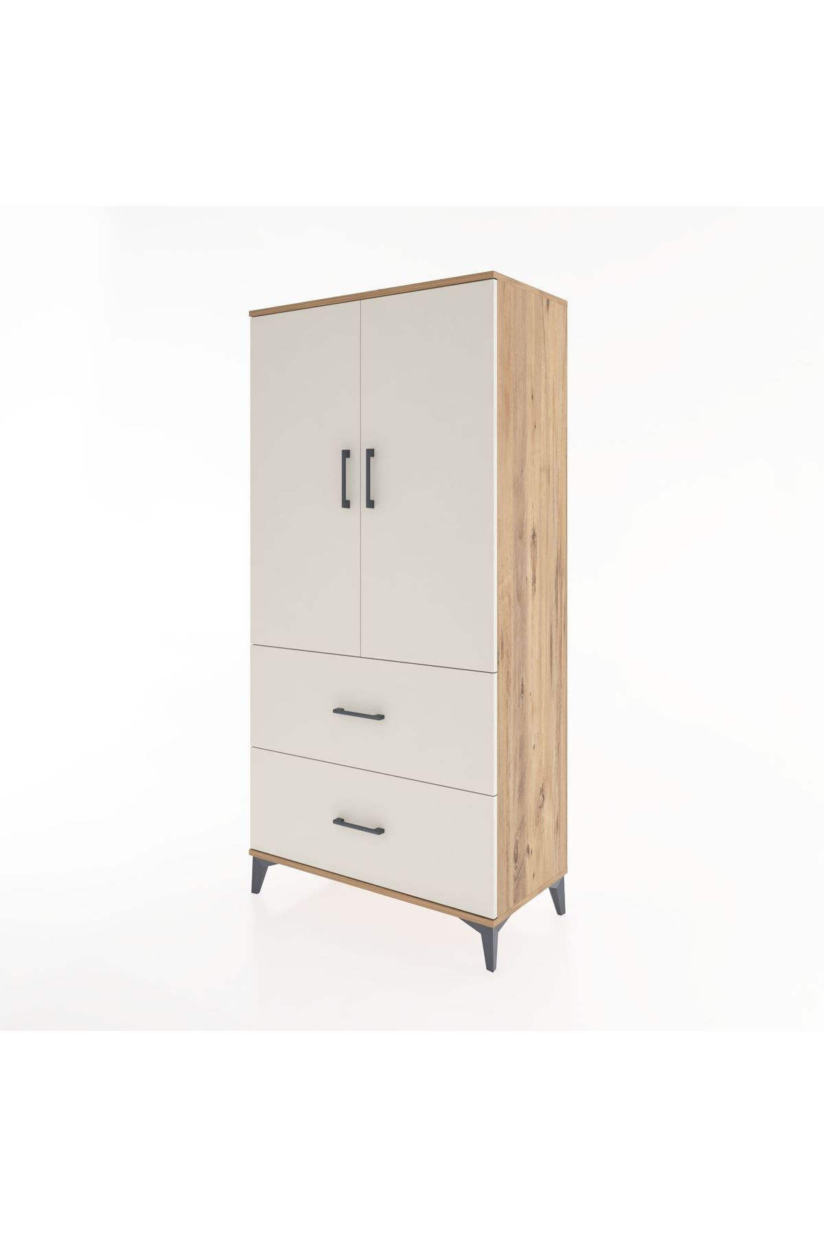 Hyperion Dolap 3 Raflı 2 Çekmeceli 2 Kapaklı 88x44x182 Çam-Aytaşı