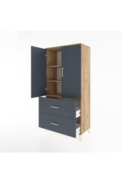 Hyperion Dolap 3 Raflı 2 Çekmeceli 2 Kapaklı 88x44x182 Çam-Antrasit