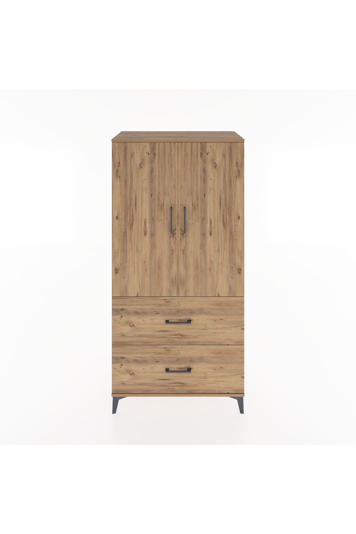 Hyperion Dolap 3 Raflı 2 Çekmeceli 2 Kapaklı 88x44x182 Çam-Çam