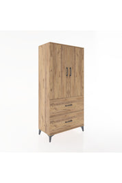 Hyperion Dolap 3 Raflı 2 Çekmeceli 2 Kapaklı 88x44x182 Çam-Çam