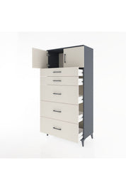 Hyperion Dolap Tek Raflı 5 Çekmeceli 2 Kapaklı 88x44x182 - S57M022V4B