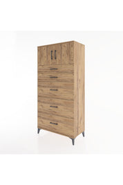 Hyperion Dolap Tek Raflı 5 Çekmeceli 2 Kapaklı 88x44x182 - S57M022V9B