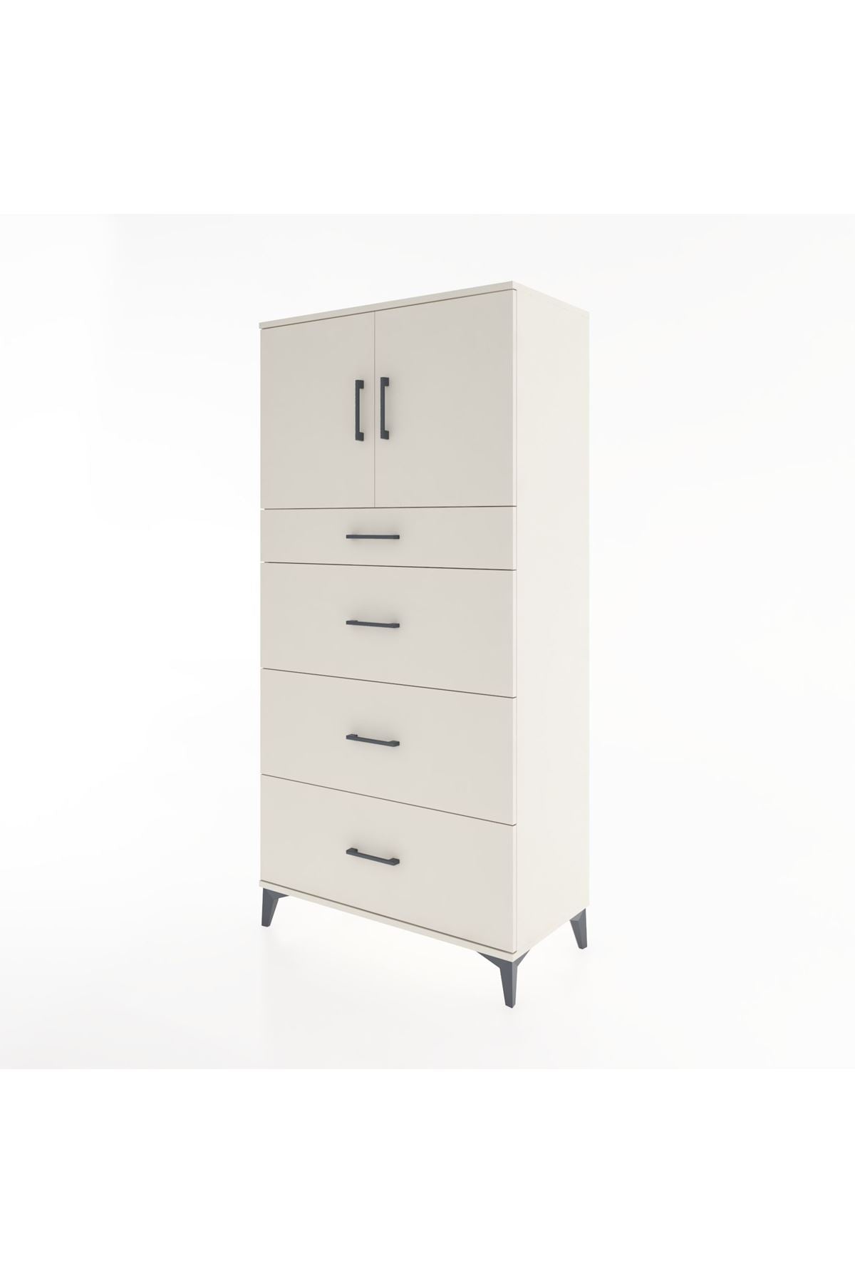 Hyperion Dolap Tek Raflı 4 Çekmeceli 2 Kapaklı 88x44x182 - S57M023V1B