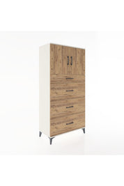 Hyperion Dolap Tek Raflı 4 Çekmeceli 2 Kapaklı 88x44x182 - S57M023V3B