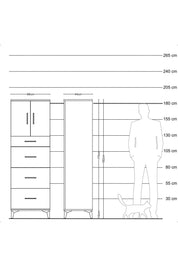 Hyperion Dolap Tek Raflı 4 Çekmeceli 2 Kapaklı 88x44x182 - S57M023V3B
