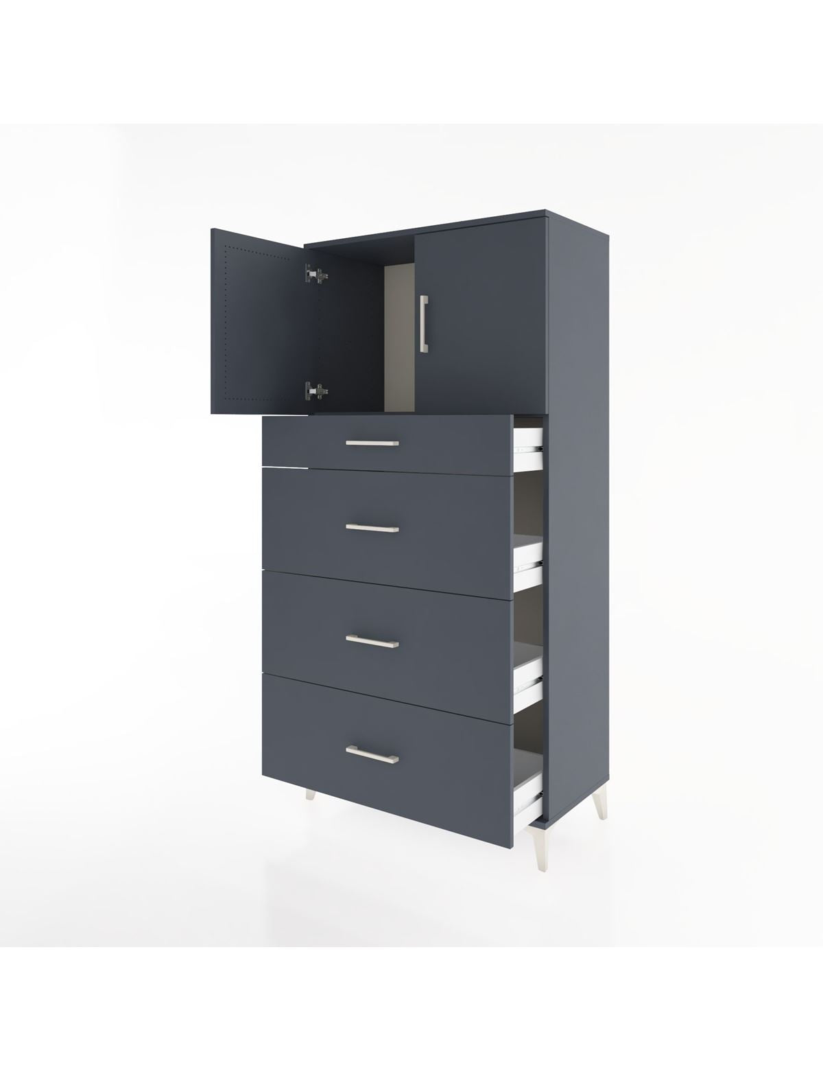 Hyperion Dolap Tek Raflı 4 Çekmeceli 2 Kapaklı 88x44x182 - S57M023V5B