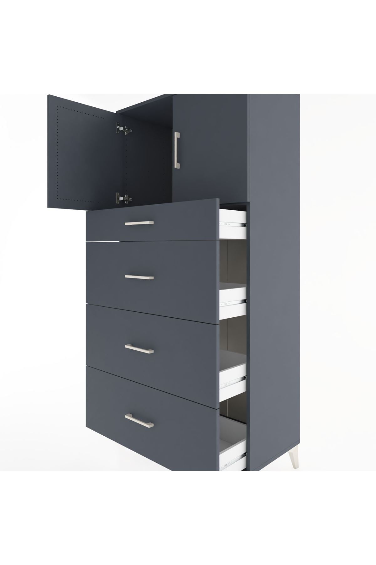 Hyperion Dolap Tek Raflı 4 Çekmeceli 2 Kapaklı 88x44x182 - S57M023V5B