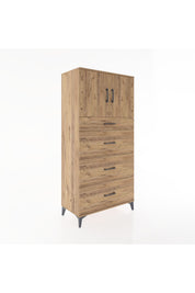 Hyperion Dolap Tek Raflı 4 Çekmeceli 2 Kapaklı 88x44x182 - S57M023V9B