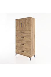Hyperion Dolap Tek Raflı 4 Çekmeceli 2 Kapaklı 88x44x182 - S57M023V9B