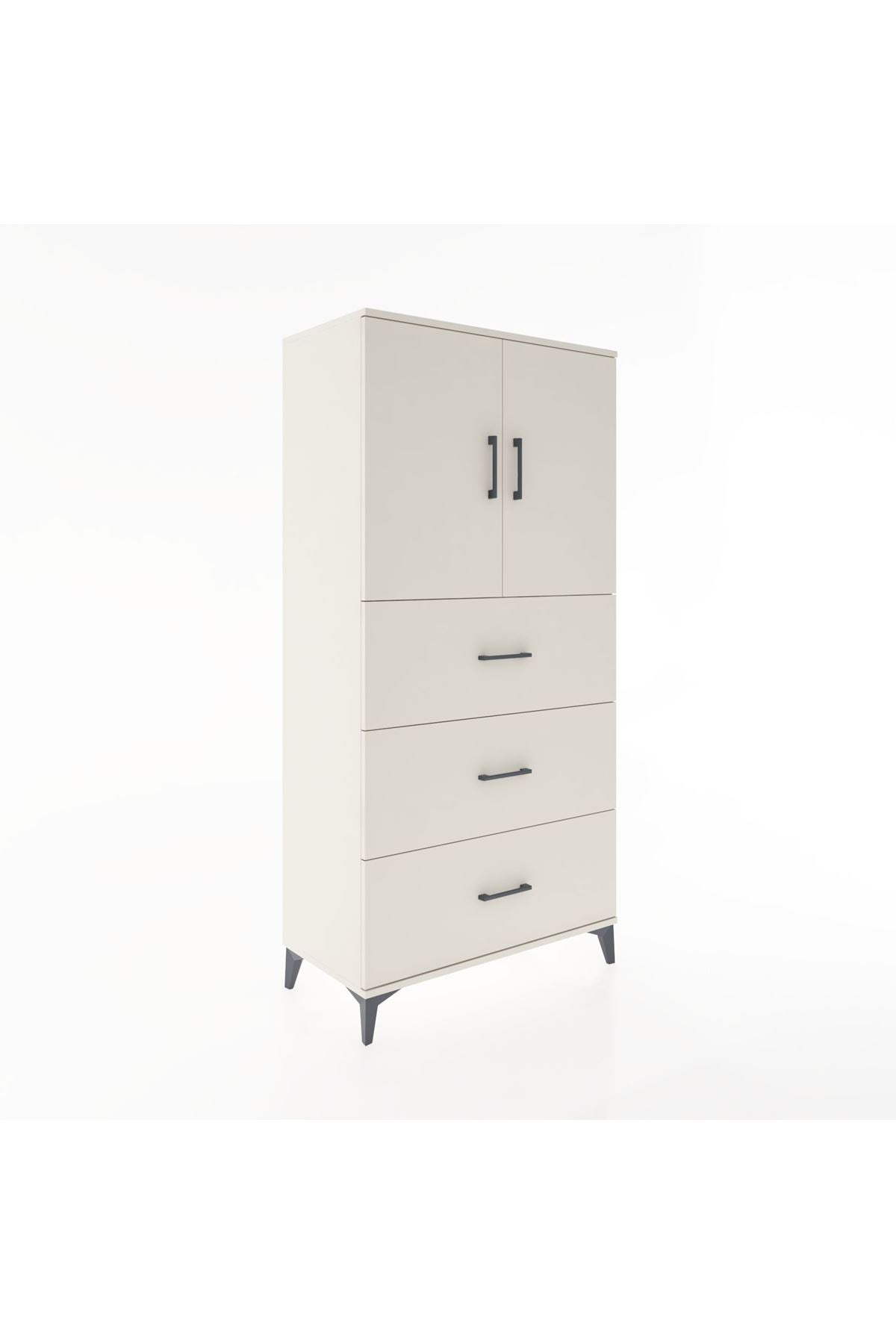 Hyperion Dolap 2 Raflı 3 Çekmeceli 2 Kapaklı 88x44x182 Aytaşı-Aytaşı