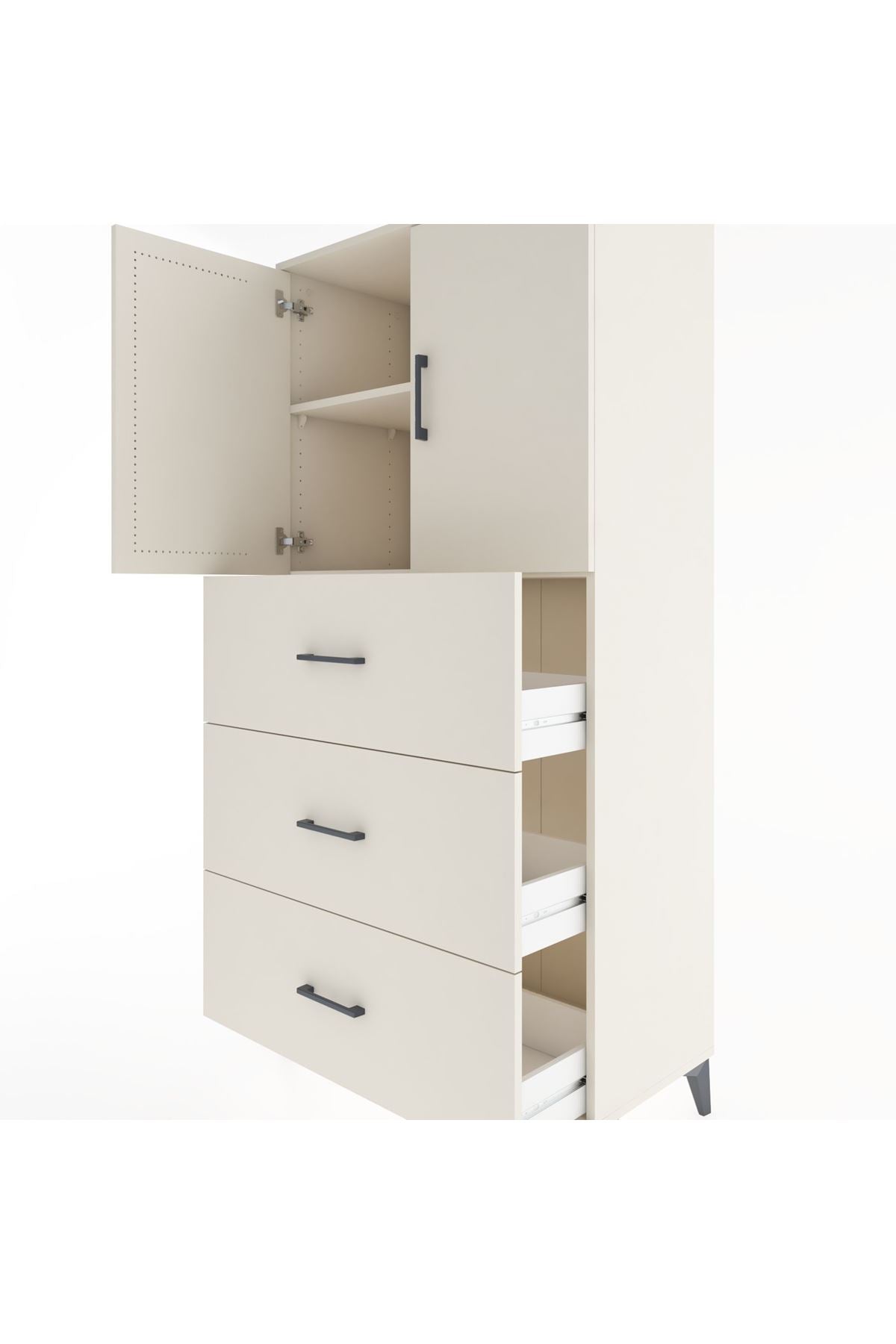 Hyperion Dolap 2 Raflı 3 Çekmeceli 2 Kapaklı 88x44x182 Aytaşı-Aytaşı