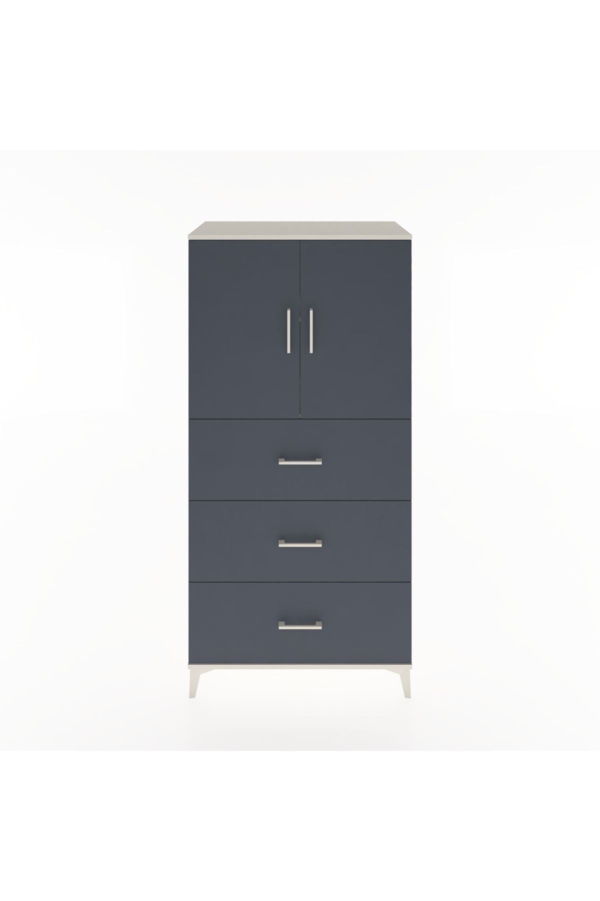 Hyperion Dolap 2 Raflı 3 Çekmeceli 2 Kapaklı 88x44x182 Aytaşı-Antrasit