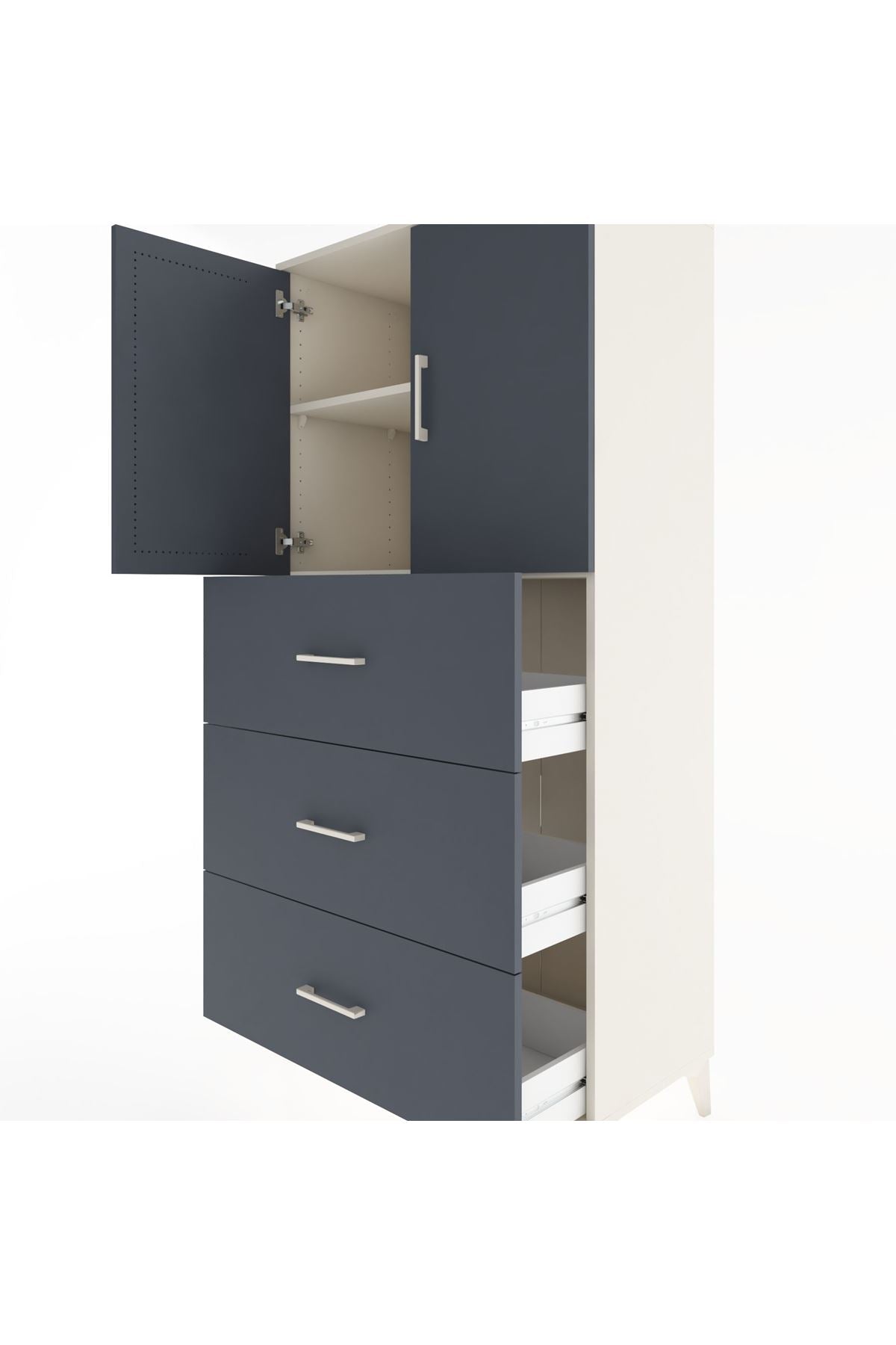 Hyperion Dolap 2 Raflı 3 Çekmeceli 2 Kapaklı 88x44x182 Aytaşı-Antrasit