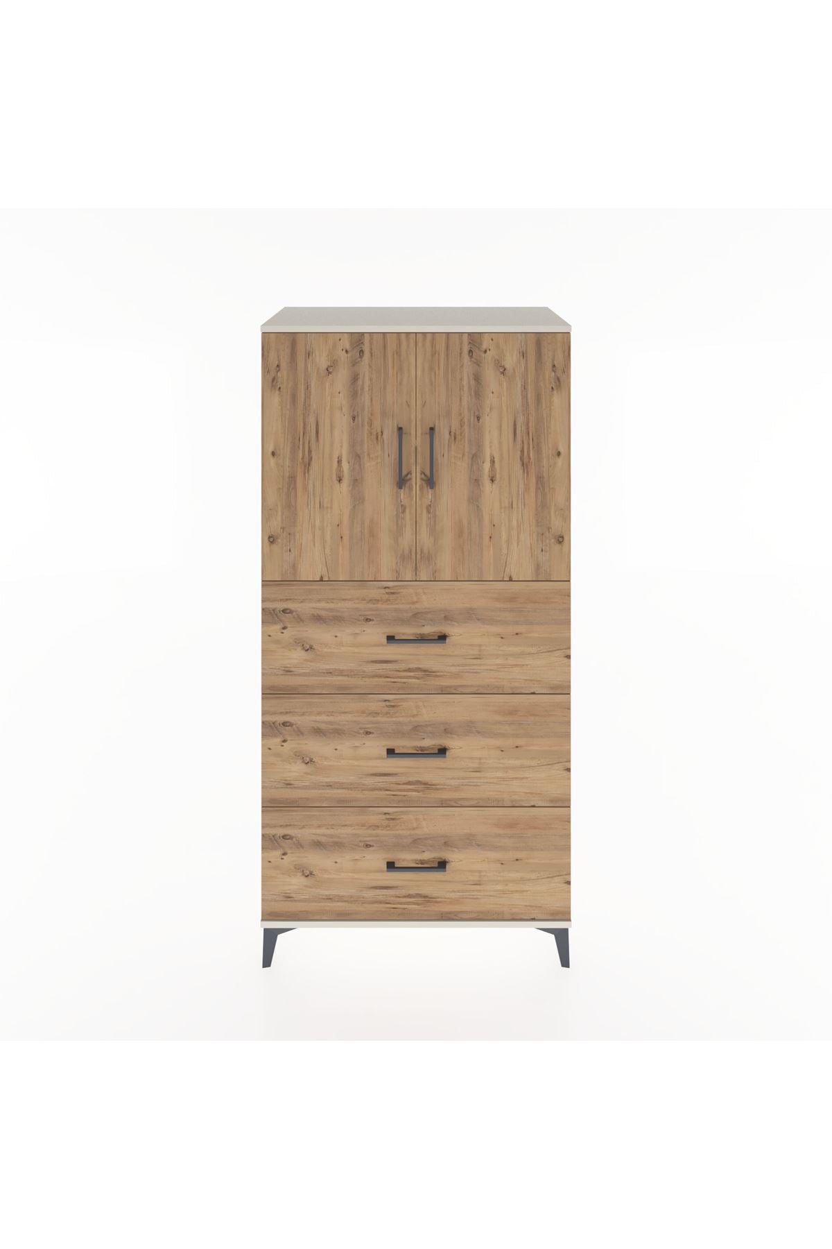 Hyperion Dolap 2 Raflı 3 Çekmeceli 2 Kapaklı 88x44x182 Aytaşı-Çam