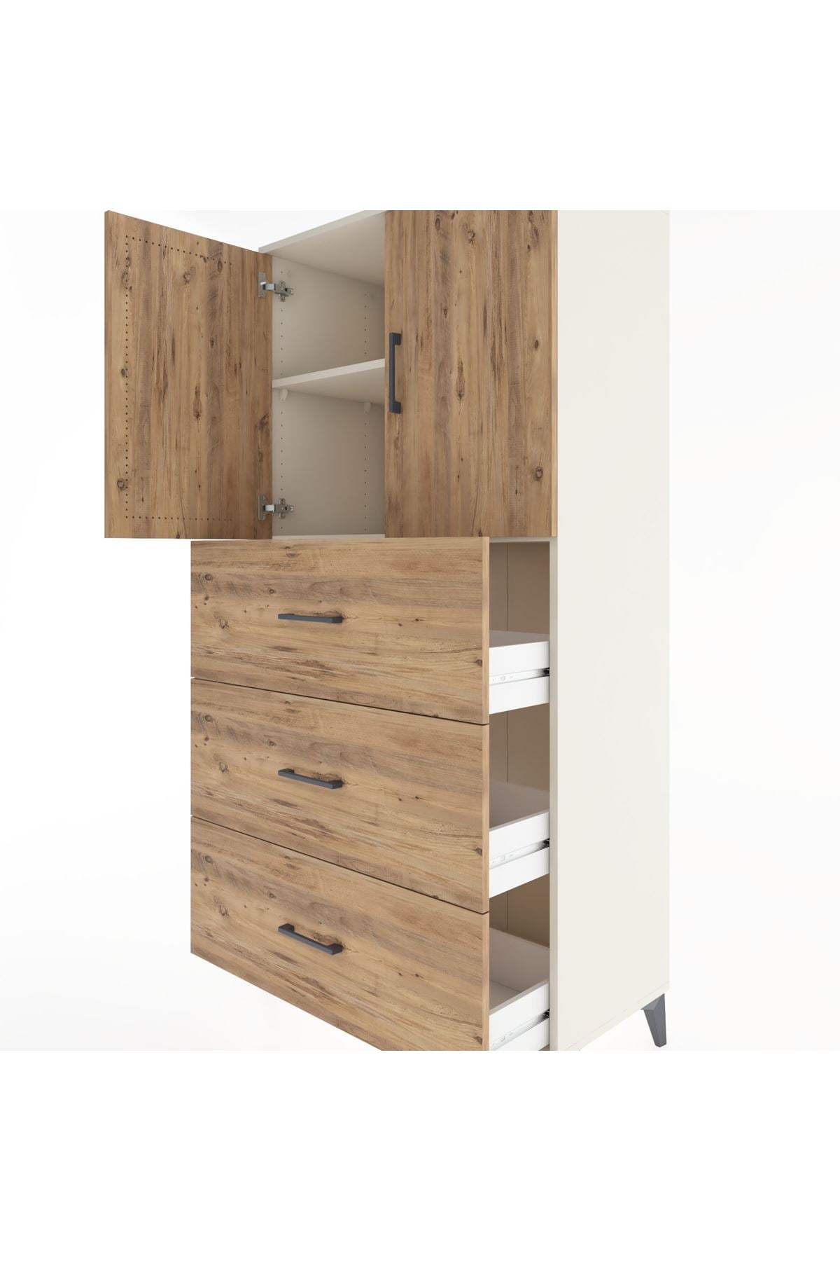 Hyperion Dolap 2 Raflı 3 Çekmeceli 2 Kapaklı 88x44x182 Aytaşı-Çam