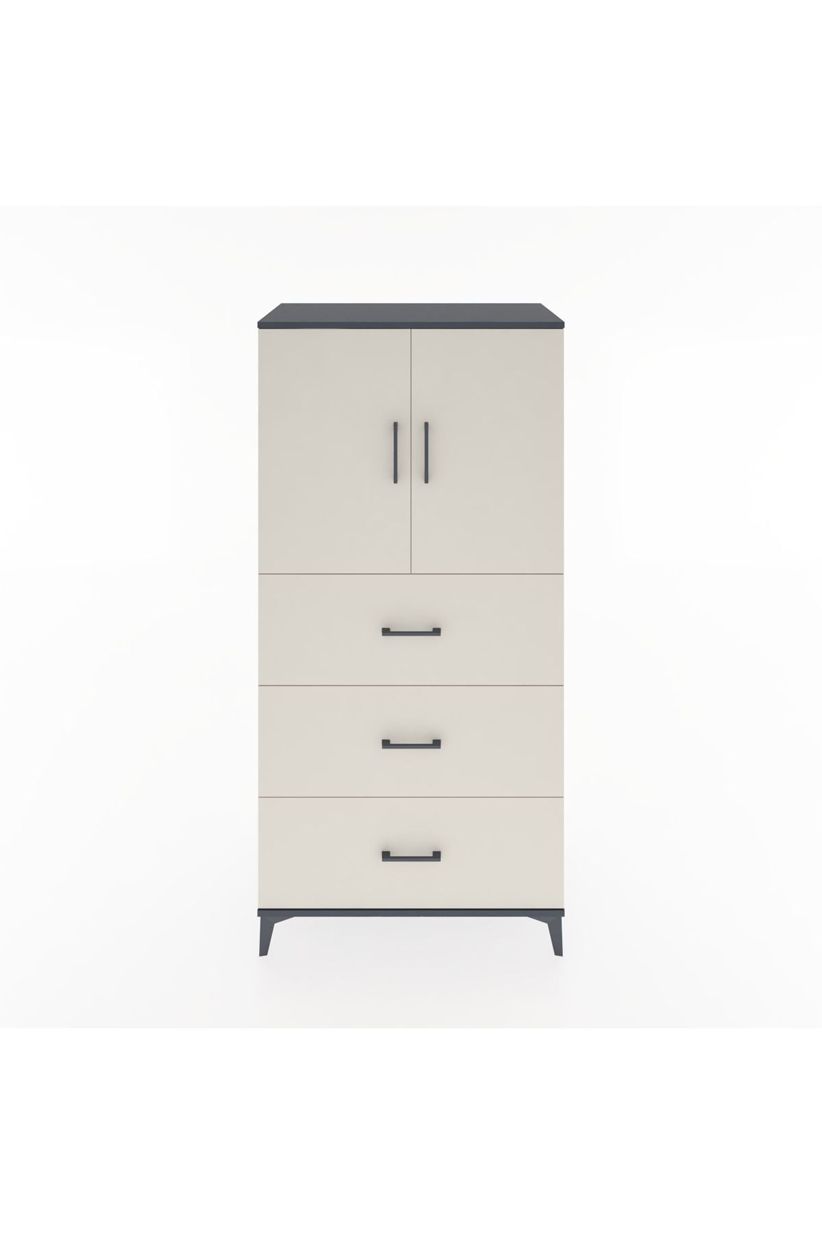 Hyperion Dolap 2 Raflı 3 Çekmeceli 2 Kapaklı 88x44x182 Antrasit-Aytaşı