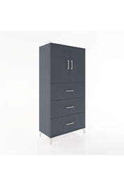 Hyperion Dolap 2 Raflı 3 Çekmeceli 2 Kapaklı 88x44x182 Antrasit-Antrasit