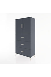 Hyperion Dolap 2 Raflı 3 Çekmeceli 2 Kapaklı 88x44x182 Antrasit-Antrasit