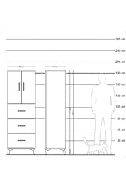 Hyperion Dolap 2 Raflı 3 Çekmeceli 2 Kapaklı 88x44x182 Antrasit-Antrasit